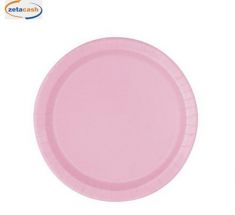 CONF 8 PIATTI PIANI CARTA TINTA UNITA ROSA CHIARO D 22 CM