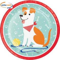 PIATTI IN CARTA DOG PARTY DIAM 22 CM 8 PEZZI