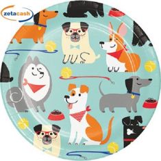 PIATTI TONDI IN CARTA DOG PARTY 8 PEZZI DIAM. 17,4 CM