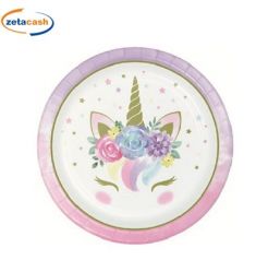 PIATTI IN CARTA UNICORNO 8 PEZZI 23 CM