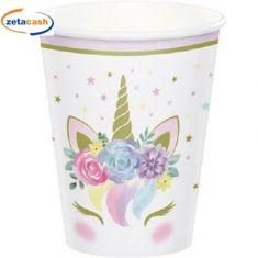 BICCHIERI IN CARTA UNICORNO 266 ML 8 PEZZI
