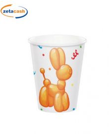 BICCHIERI IN CARTA BALLOONS ANIMAL 8 PEZZI 266 ML