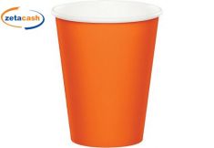 BICCHIERI IN CARTA ARANCIO 8 PEZZI 266 ML