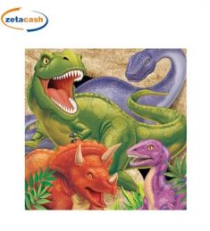 TOVAGLIOLO IN CARTA DINO BLAST 16 PEZZI 33 X 33 CM