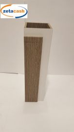 VASO IN LEGNO BIANCO E TORTORA ZEBRATO CM 15X15XH80