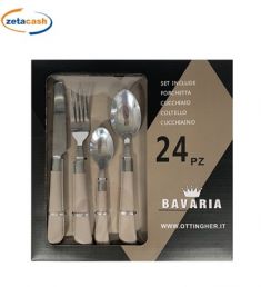 POSATE 24 PZ MANICO PELLE TORTORA BAVARIA