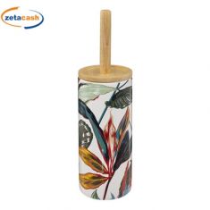 SCOPINO CON PORTASCOPINO CERAMICA BIANCO FOGLIE COL H39D11