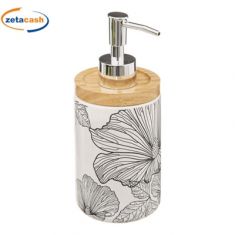 DISPENSER PORTASAPONE CERAMICA BAMBOO BIANCO DIS FOGLIE H18