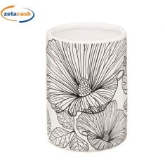 PORTASPAZZOLINI CERAMICA BIANCO DIS NERO FOGLIE H11 D7,5