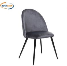 SEDIA SLANO VELLUTO GRIGIO SCURO GAMBE NERE METALL H84X54X52