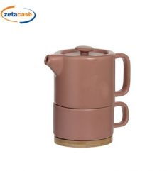 SET 2 PEZZI TEIERA E TAZZA COLOR TERRACOTTA