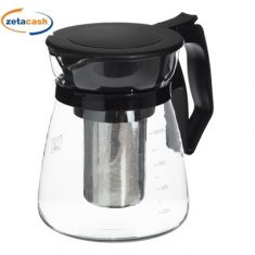 TEIERA IN VETRO TRSPARENTE CON TAPPO E FILTRO