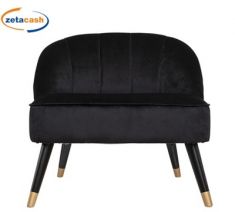 POLTRONA NAOVA VELLUTO NERA IMBOTT BRACCIOLI H71X78X72CM