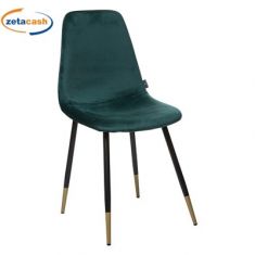 SEDIA IN VELLUTO VERDE CON GAMBE DORATE H 90 CM