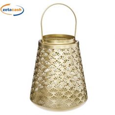 LANTERNA TRAFORATA IN METALLO DORATO