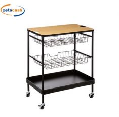 CARRELLO METALL NERO 2 CASS 2 RIPIANI H77,8X60,5X40,5CM