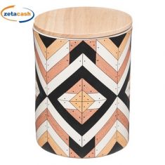 BARATTOLO IN CERAMICA BIANCO FANT ASS CON TAPPO IN LEGNO