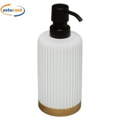 DISPENSER PORTASAPONE IN PLASTICA RIGIDA BIANCA E BAMBOO