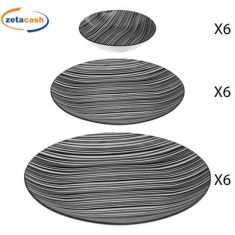 SERVIZIO PIATTI IN CERAMICA CON DECORO ZEBRATO 18 PEZZI