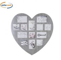 CORNICE IN LEGNO A FORMA DI CUORE COMPOSTO DA 13 PORTAFOTO