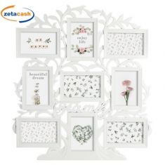CORNICE MULTIFOTO COMPOSTA 9 PORTAFOTO BIANCO CON SCRITTA