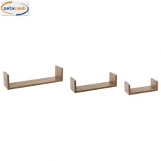 SET 3 MENSOLE DA PARETE LEGNO NATURALE L 22 32 42 CM