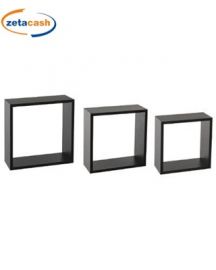 MENSOLE DA MURO CUBI IN LEGNO NERO 3 PEZZI