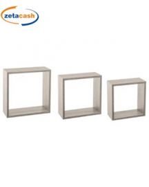 MENSOLE DA MURO CUBI IN LEGNO GRIGIO 3 PEZZI