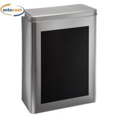 BARATTOLO IN LATTA ARGENTO E NERO COPERCHIO CM 17X10XH25