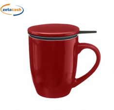 TAZZA PER TISANE CON TAPPO E FILTRO ROSSA