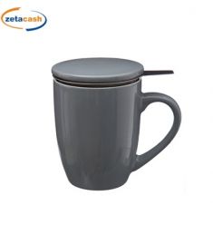 TAZZA PER TISANE CON TAPPO E FILTRO GRIGIA