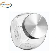 ZUCCHERIERA IN VETRO CON COPERCHIO IN ACCIAIO CM 18 X13XH18