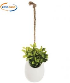 MINI VASO IN CERAMICA BIANCO PIANTINA ARTIFICIALE ASS H11 D6