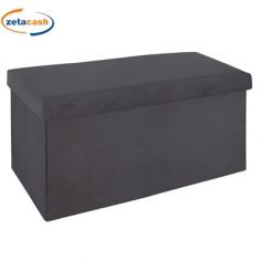 PANCA RETTANGOLARE IN VELLUTO CON COPERCHIO GRIGIO 76X37 CM