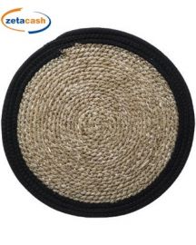 SOTTO PIATTO IN PAGLIA CON BORDO NERO DIAM 37 CM