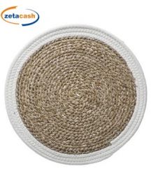 SOTTO PIATTO IN PAGLIA CON BORDO BIANCO DIAM 37 CM