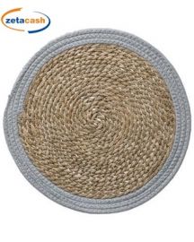 SOTTO PIATTO IN PAGLIA CON BORDO GRIGIO DIAM 37 CM