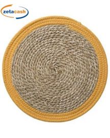 SOTTO PIATTO IN PAGLIA CON BORDO GIALLO DIAM 37 CM