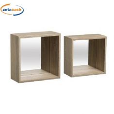 MENSOLE DA MURO IN LEGNO CON SPECCHIO 2 PEZZI