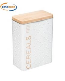 CONTENITORE IN LATTA BIANCO PORTA CEREALI 750 GR