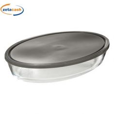 PIROFILA OVALE IN VETRO CON COPERCHIO CM 35X24 X H 6