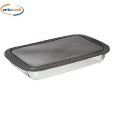 PIROFILA RETTANG IN VETRO CON COPERCHIO CM 35X21X H 4