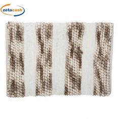 TAPPETO BAGNO BIANCO E TORTORA CON I PON PON CM 50X75