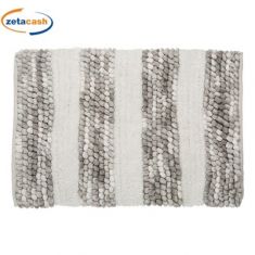 TAPPETO BAGNO BIANCO E GRIGIO CON I PON PON CM 50X75