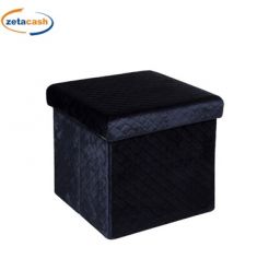 POUF IN VELLUTO TRAPUNTATO BLU NAVY CM 31 X 31 X H30