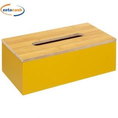 COFANETTO PORTA SALVIETTINE GIALLO CON COPERCHIO IN BAMBOO