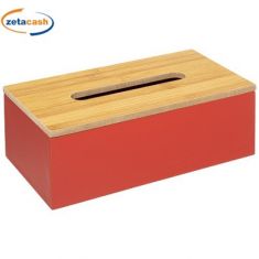 COFANETTO PORTA SALVIETTINE ROSSO CON COPERCHIO IN BAMBOO