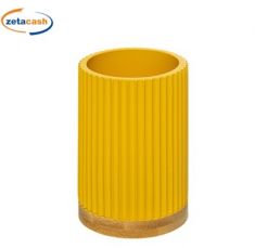 PORTASPAZZOLINI GIALLO SENAPE BASE LEGNO H12 D7CM