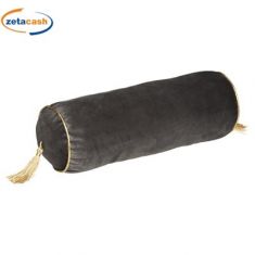 CUSCINO ARREDO VELLUTO GRIGIO CON NAPPINA ORO DIAM14XH40