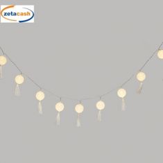 GHIRLANDA DECORATIVA LUMINOSA 10 SFERE BIANCHE D5CM